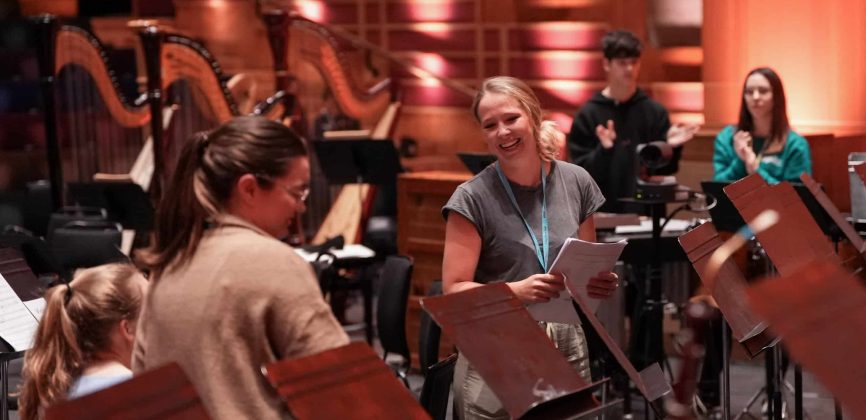 Composer Dani Howard in rehearsal with NYO